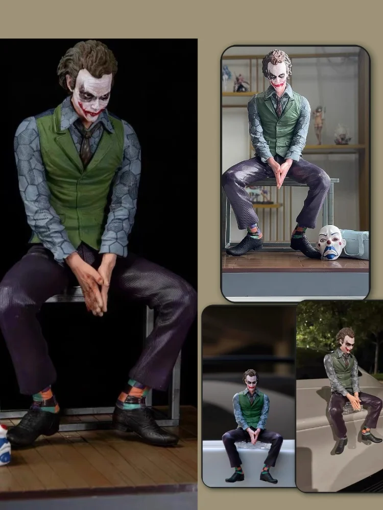 

Dc Roof Decoration Joker Heath Ledger Sitting Posture Figures Car Doll Tail And Roof Pendant Model Statue Collectable Toys Gift