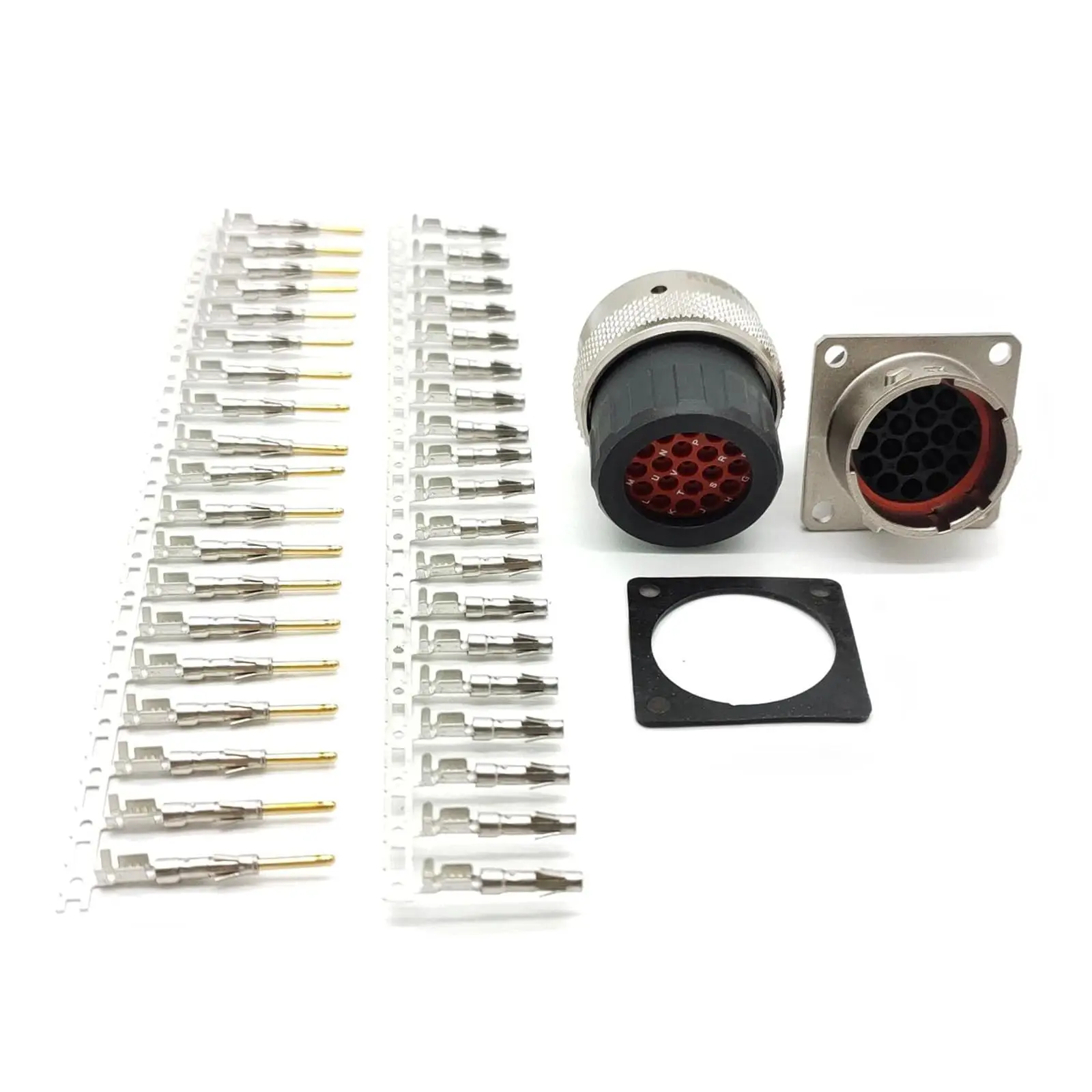 19Pin Energy Vehicle Connector Crimp Terminal Straight Female Plug Socket with Plastic Hood 19 Male Terminals