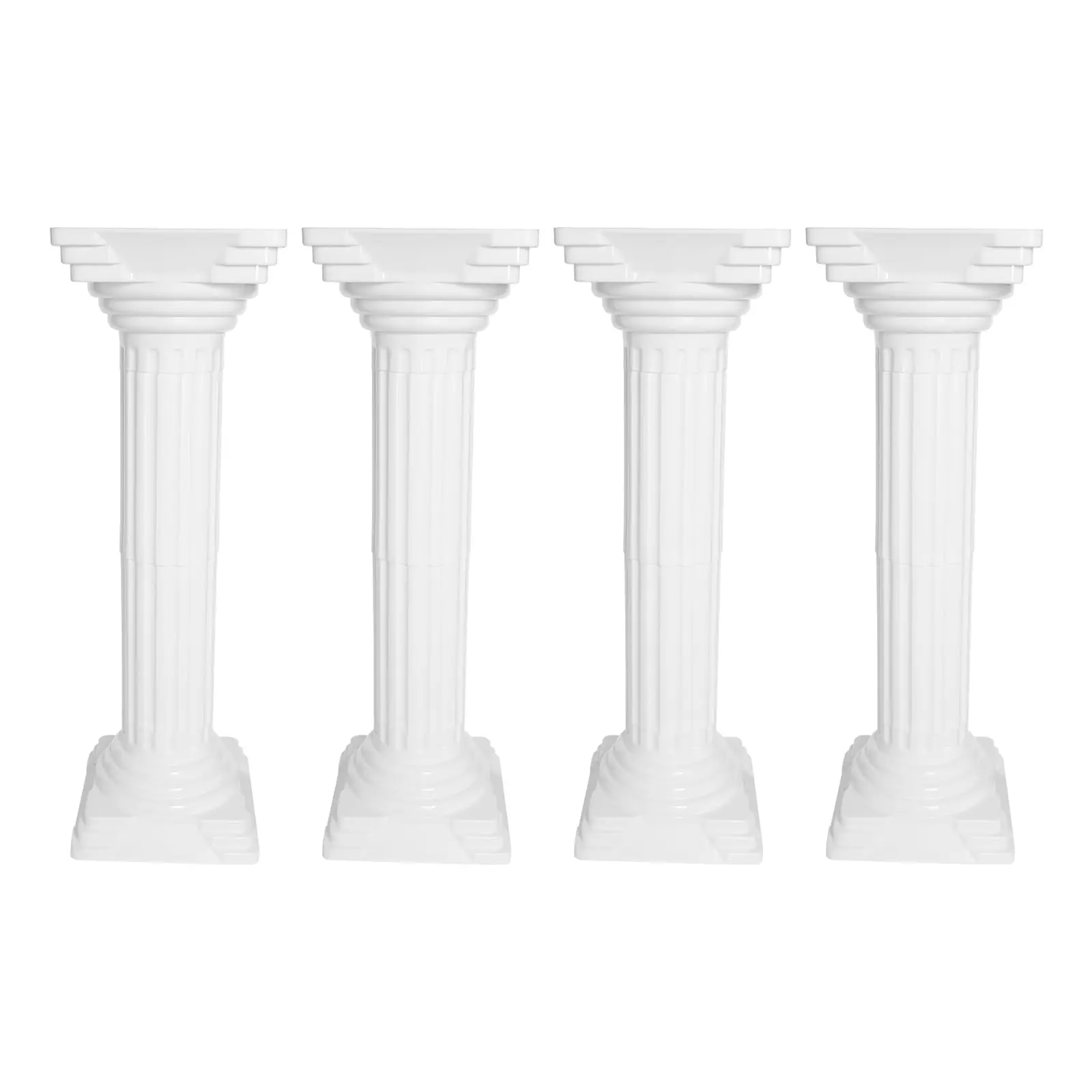 أعمدة رومانية أعمدة الزفاف 4 قطع تمثال يوناني أنيق من البلاستيك الأبيض حامل اناء للزهور قاعدة لتزيين حفلات الحدث، 10.8 #2