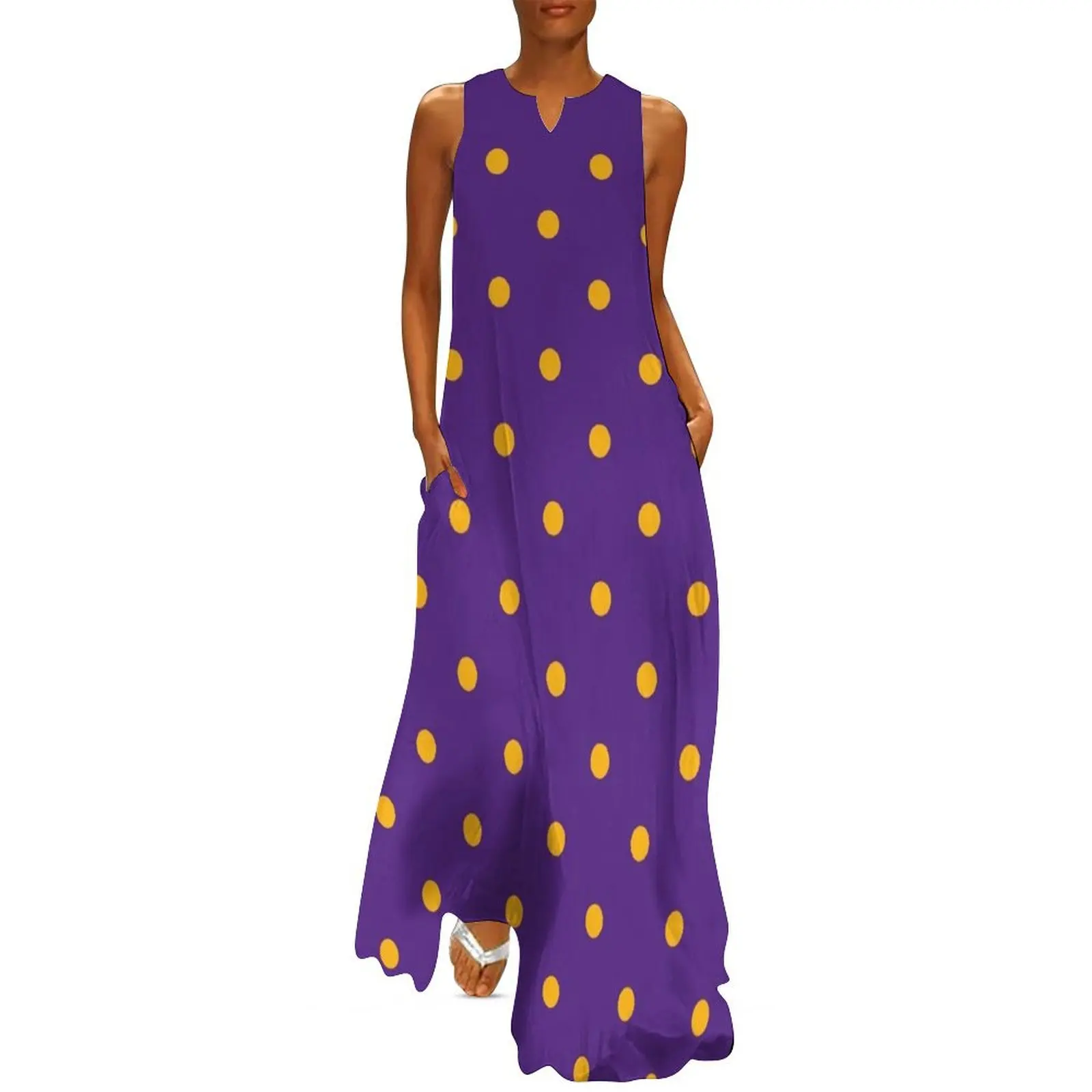 

Polka Dots: Purple & Yellow Long Dress party dresses woman dresses women summer 2025 Bridesmaid dress woman Dress