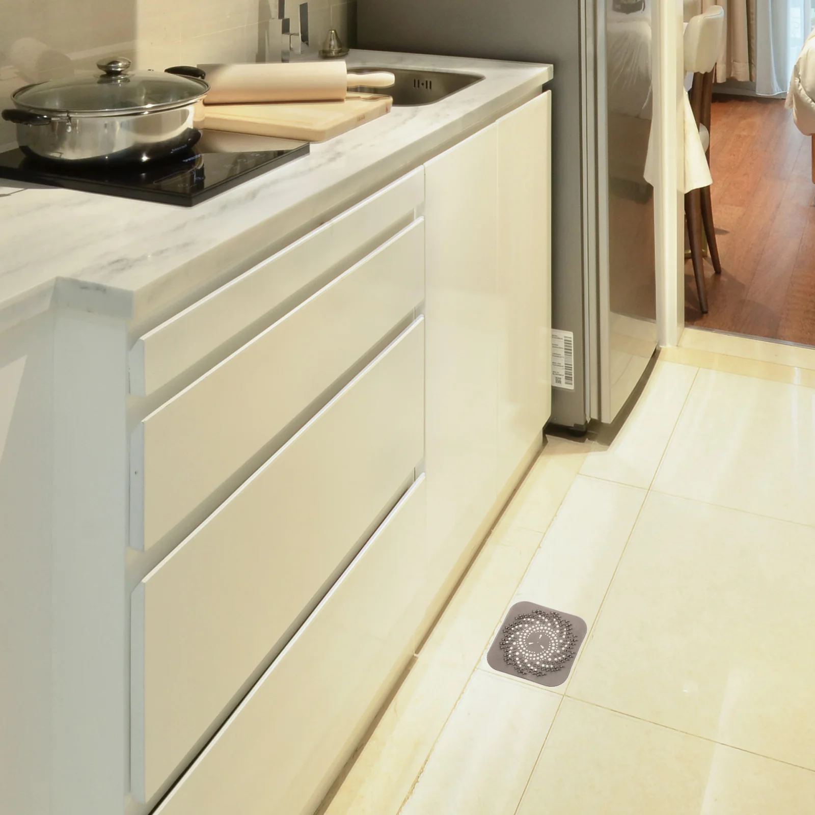 

4Pcs Square Silicone Hair Drain Cover Shower Bath Kitchen Clog Preventer Durable Flexible Easy Use Shower Drain Hair Catcher