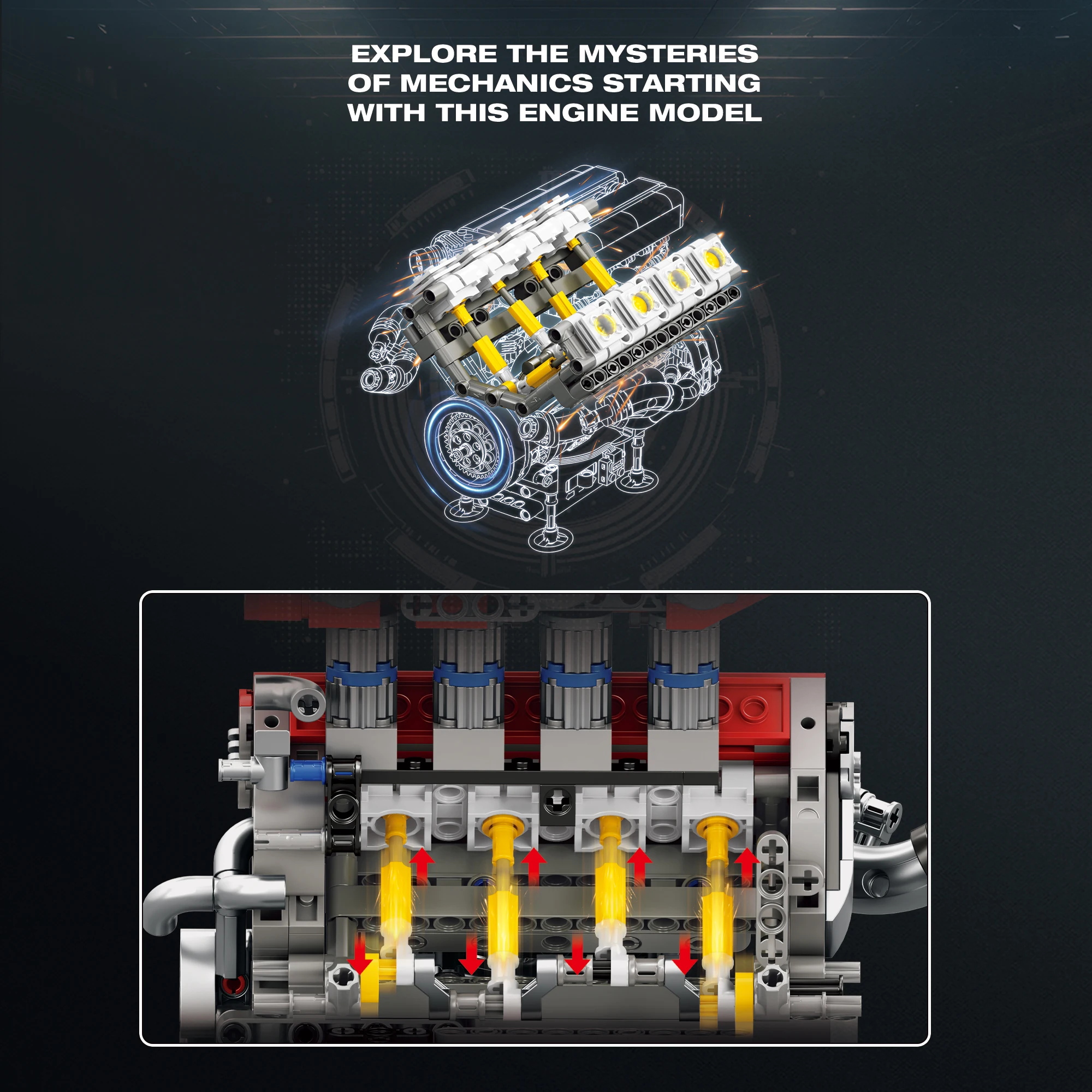 Aviation Turbofan F1 Engine Building Blocks Model High-Tech Desktop Ornament Educational Assembly Toy Holiday Gift