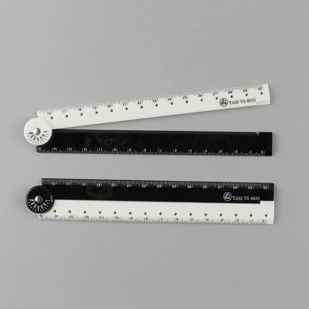 Simple Black And White Folding Ruler Drawing Plastic Straight Ruler Measuring Multifunctional Scale Ruler Stationery