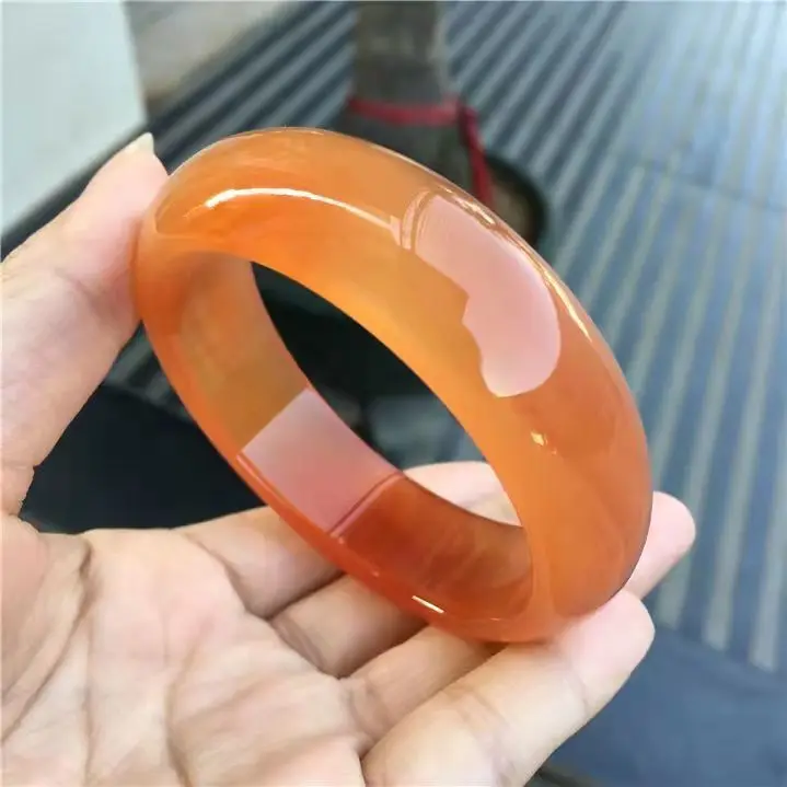 Ice jadeite chalcedony bracelet women's flower pretty red and white agate widened jade bracelet