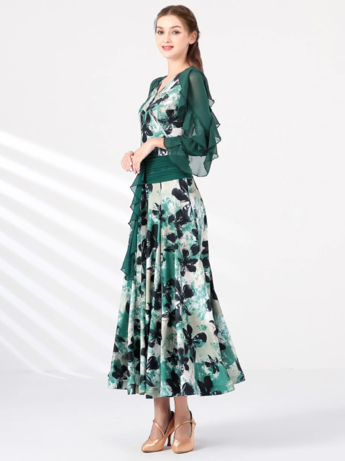 2025 neue Erwachsene Drucken Modern Dance Kleid Ballroom Dance Kostüm Kleid Walzer Ballroom Dance Kleid My 867