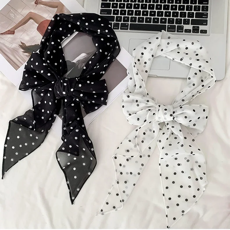 2024 moda stampata Dot Chiffon Hijab sciarpa donna sciarpa signora bandane asciugamani da spiaggia estate velo musulmano avvolgere Foulard femminile