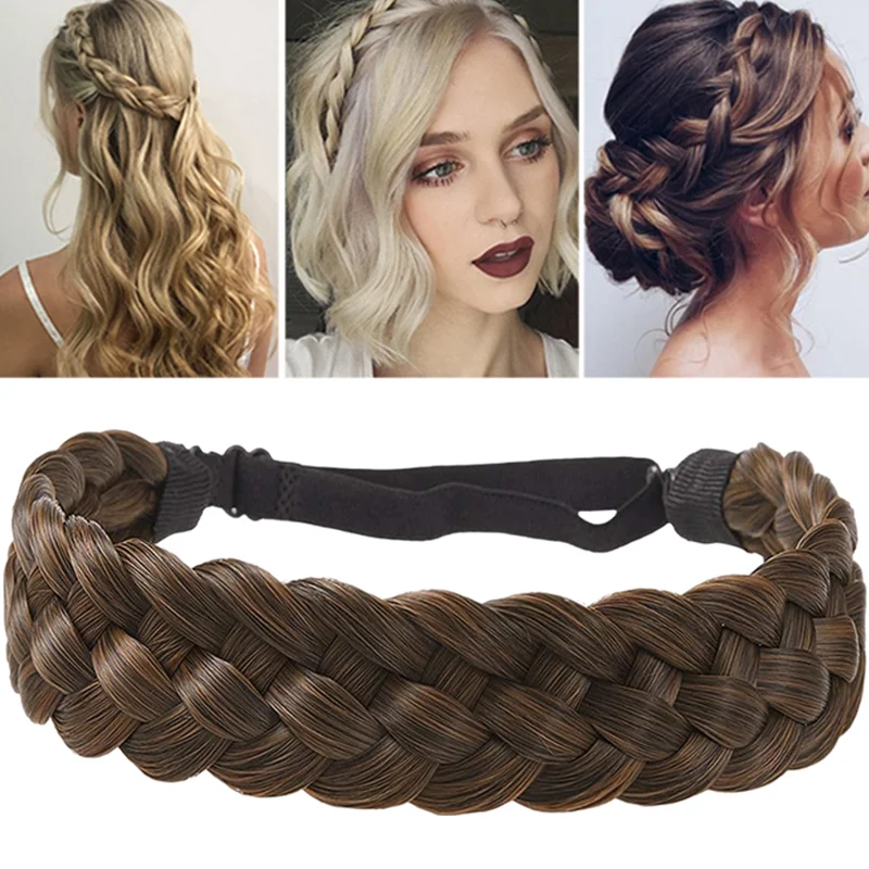 Lady Hairband Fashion pałąk syntetyczny warkocz opaska elastyczna pleciona bransoletka akcesoria do włosów do przedłużania włosów nakrycia głowy