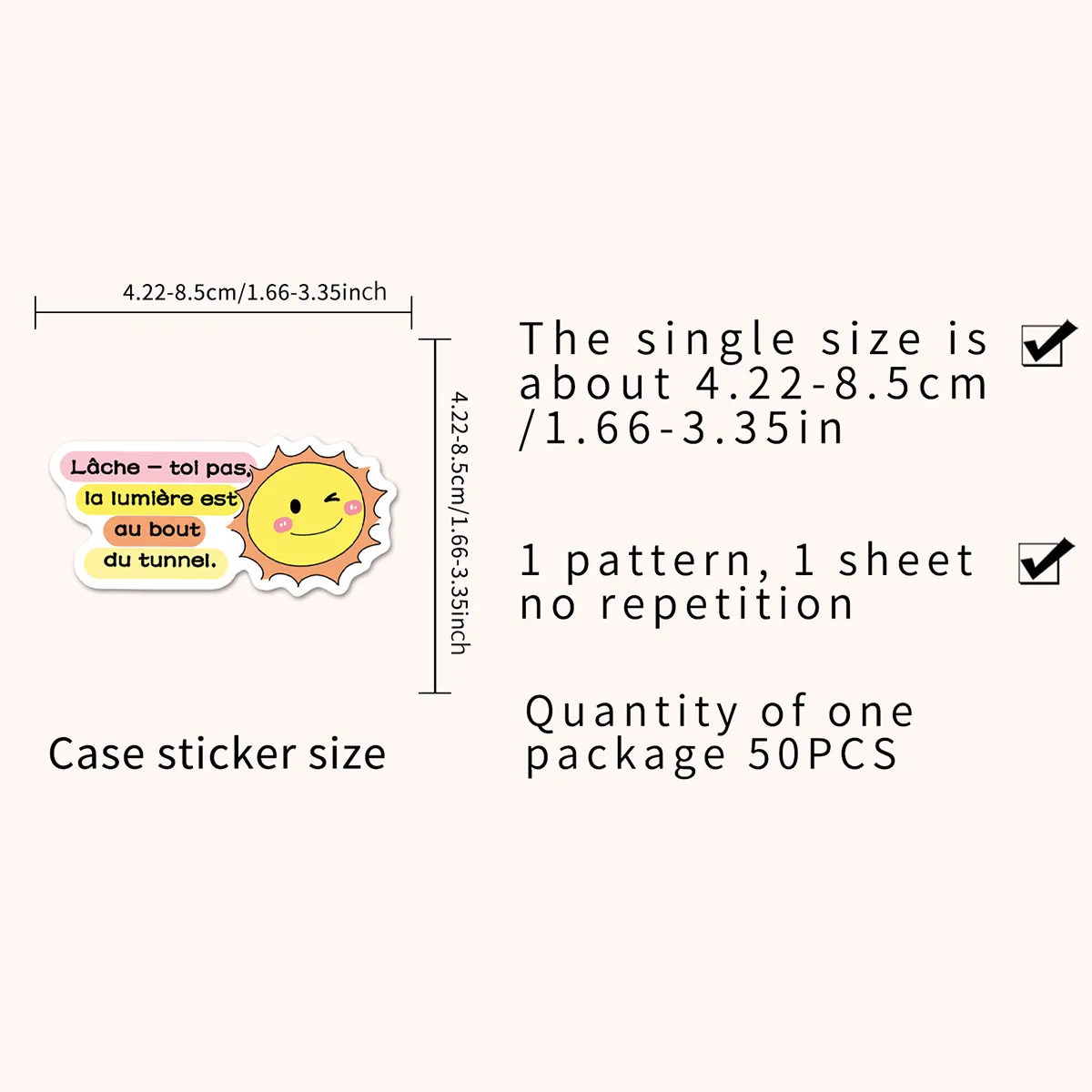 50 French Inspirational Quote Stickers Pack, Cute Cartoon Positive Energy Text Stickers, Decorative Stickers for Planners, Notebooks, Phone Cases, and Water Bottles