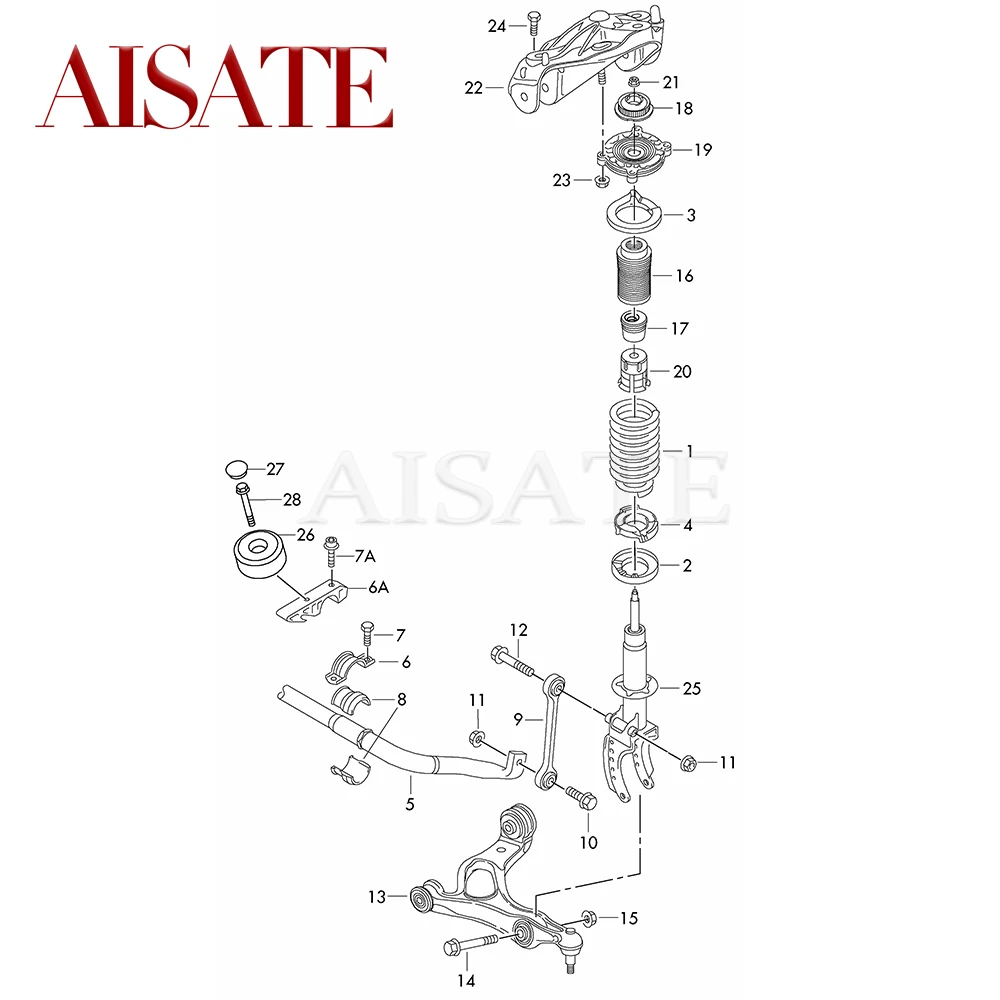 1x Front Rear Shock Absorber For Audi Q7 4L 2007-2009 Suspension Spring Assembly 7L8413032J 7L8413031J 7L8512021 7L8513029G