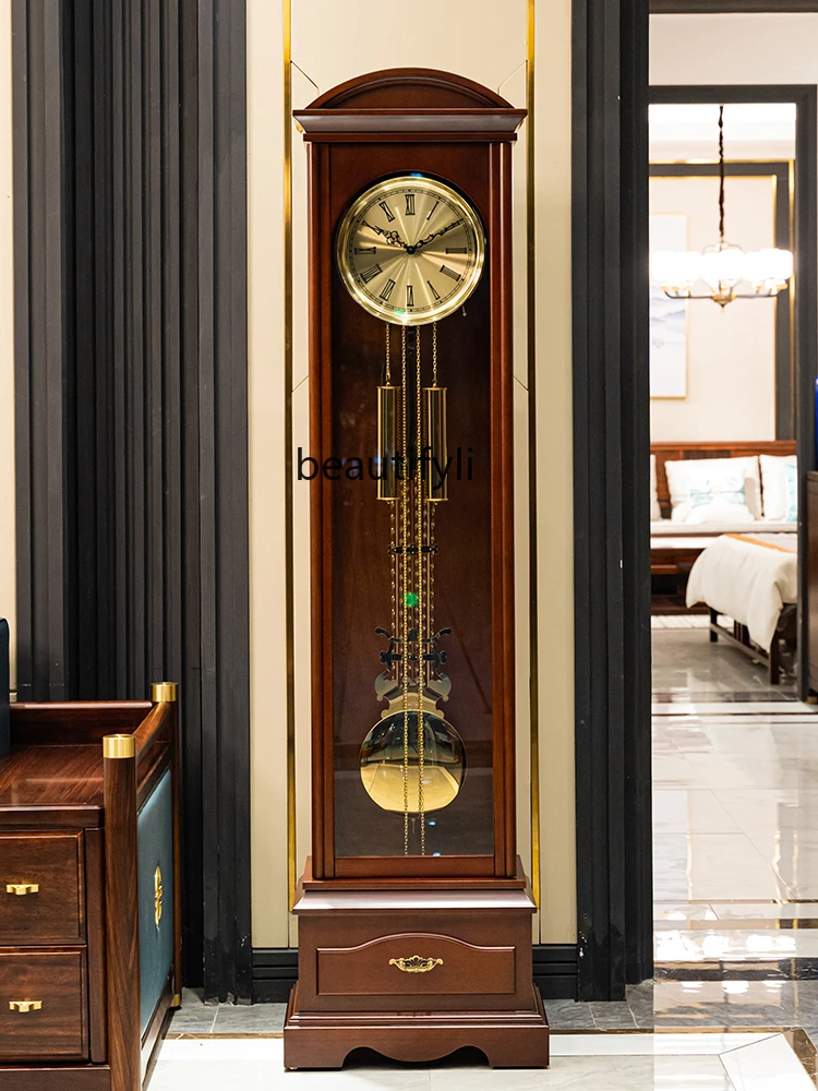 German new Chinese style floor clock European style retro villa large table clock mechanical American pendulum clock simple