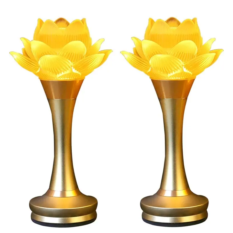 RMWIN-Charging Lamps LED Long-Brightness For Buddha-Lotus Lamp Pair-Modern Glass Guanyin Design