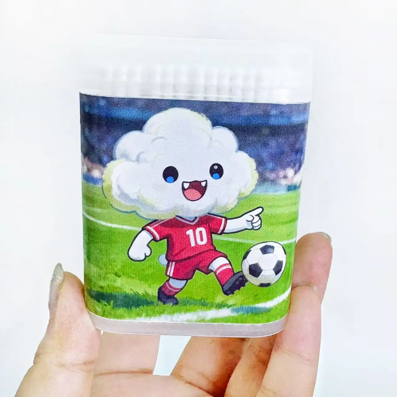 600개 월드컵 축구 테마 양면 면봉, 창의적인 팀 스포츠 요소 나선형 면봉 스틱