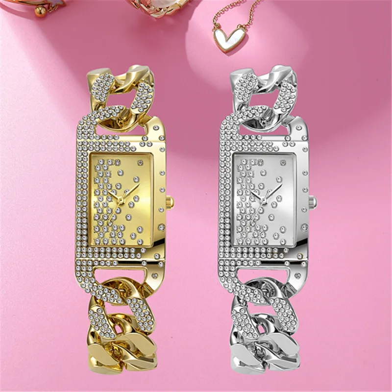 Women Big Brand Designer Watches Lday Girls Fashion Casual Alloy Band Diamond Golden Luxury Quartz Bracelets Watch Montre Femme