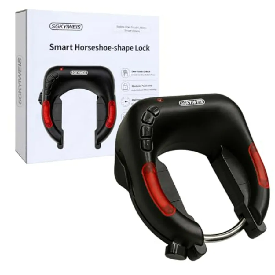 U-Shaped Smart Bike Lock Electronic Keyless Lock with Solar Type-C Charging IP65 Waterproof 2000mAh Long Battery Life for Bicyc