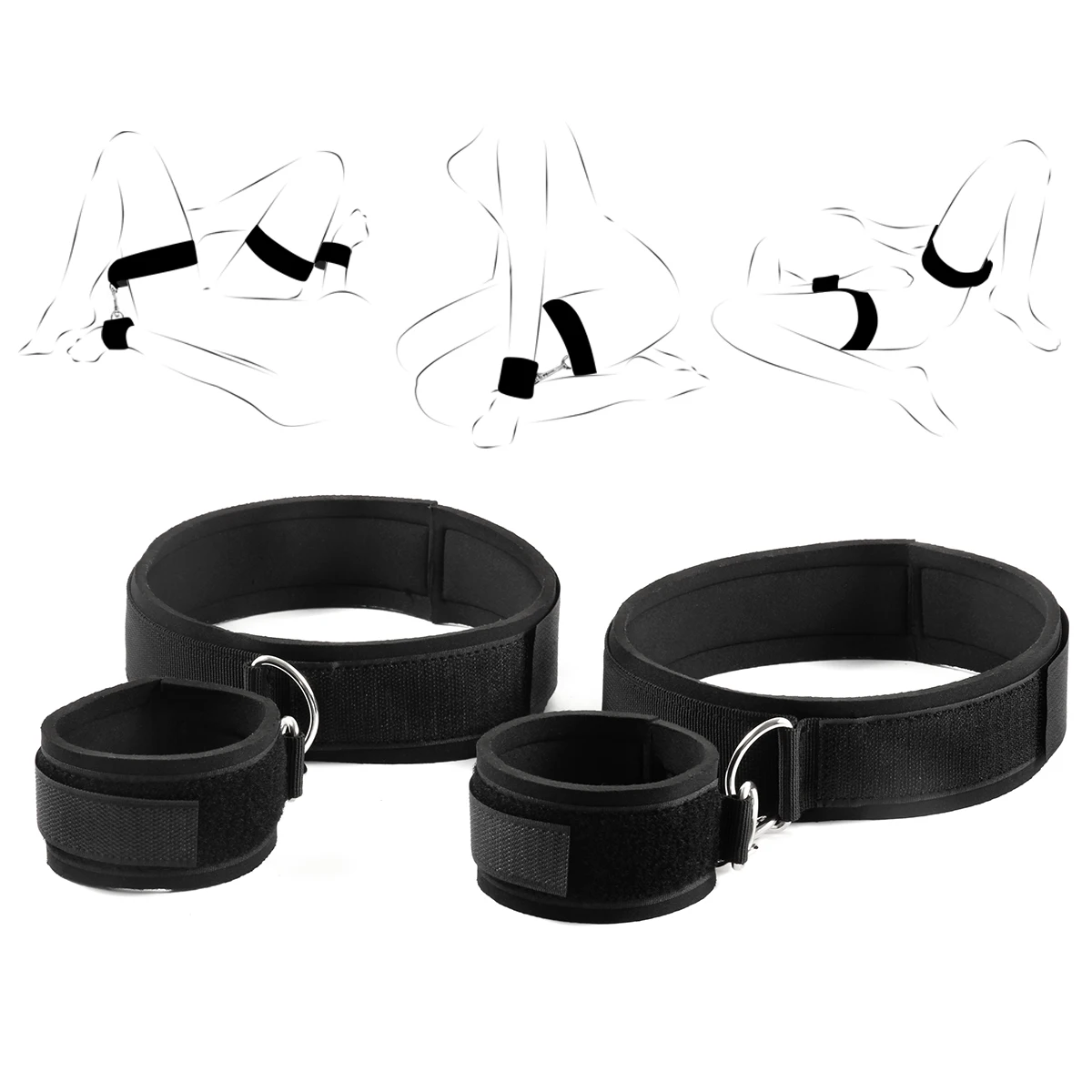 Sex Bondage Wrist & Thigh Cuffs BDSM Restraints Set, Sex Toys for Women with Adjustable Leg Straps Handcuffs for Couple Beginner