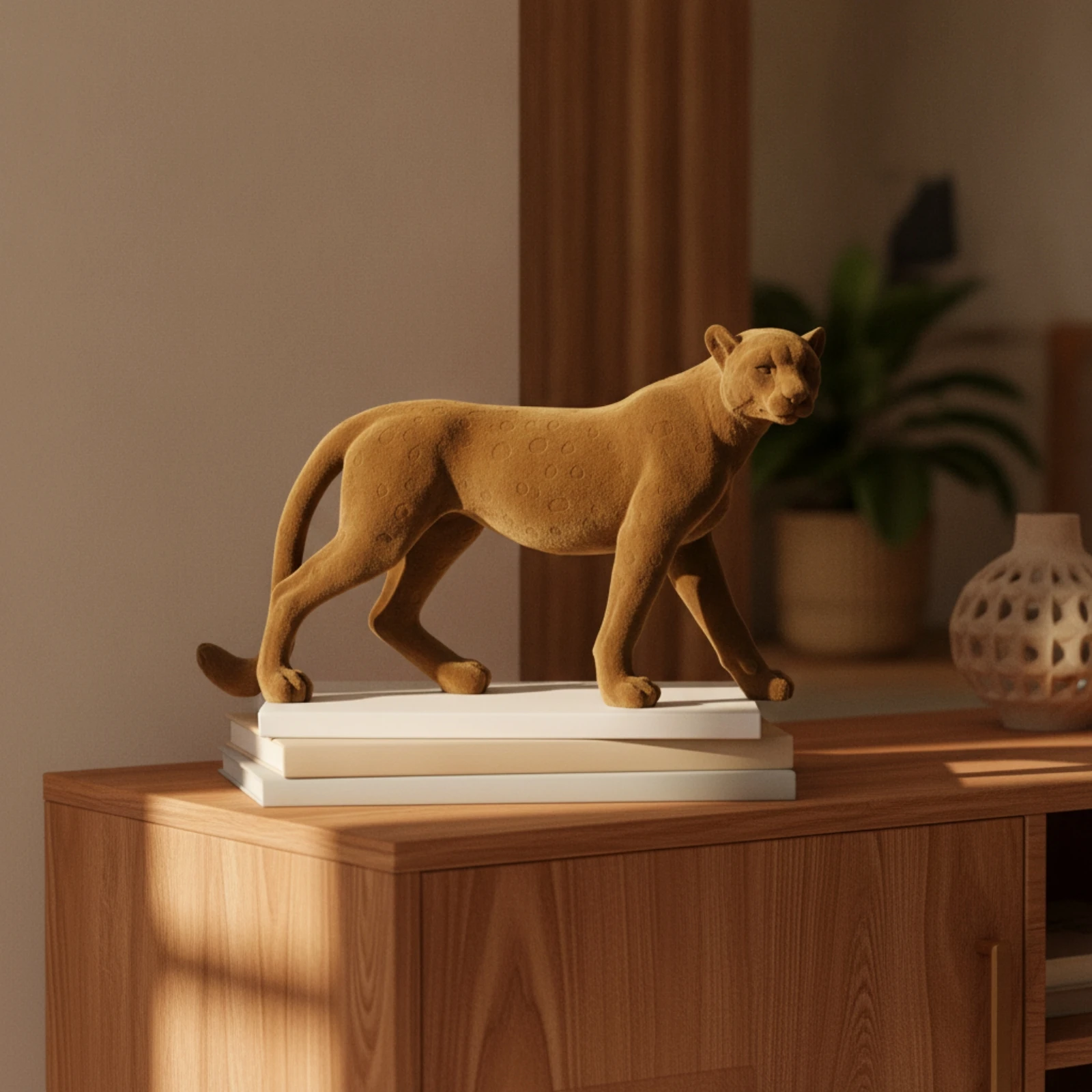 Panther Statue Matte Leopard Sculpture Cat Figurine Decorative Decor Minimalist for Living Room, Bookshelf view 5