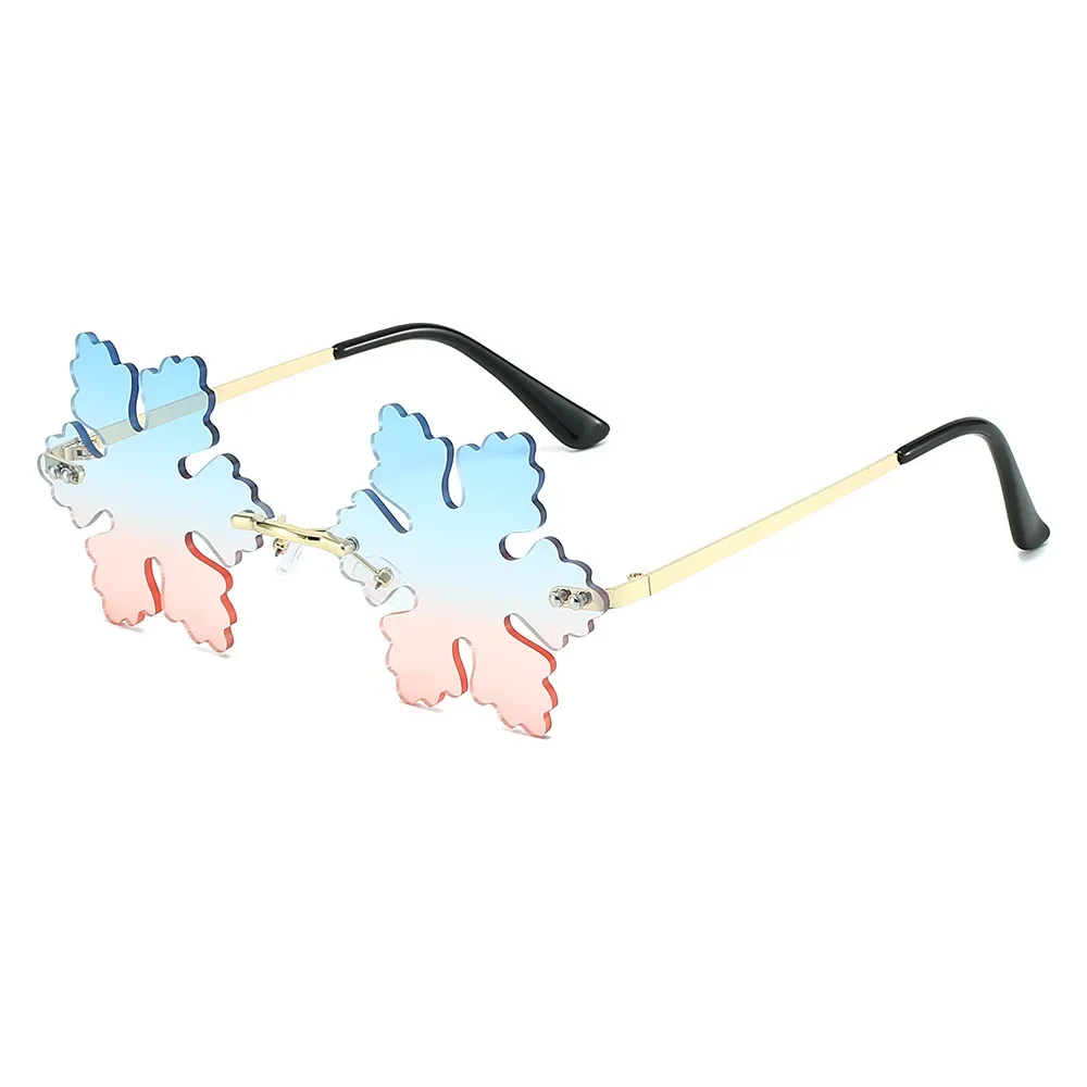 

Rimless Metal Frame Alien Sunglasses Women 2025 Luxury Snowflake Sun Glasses Steam Punk Sunglasses UV400