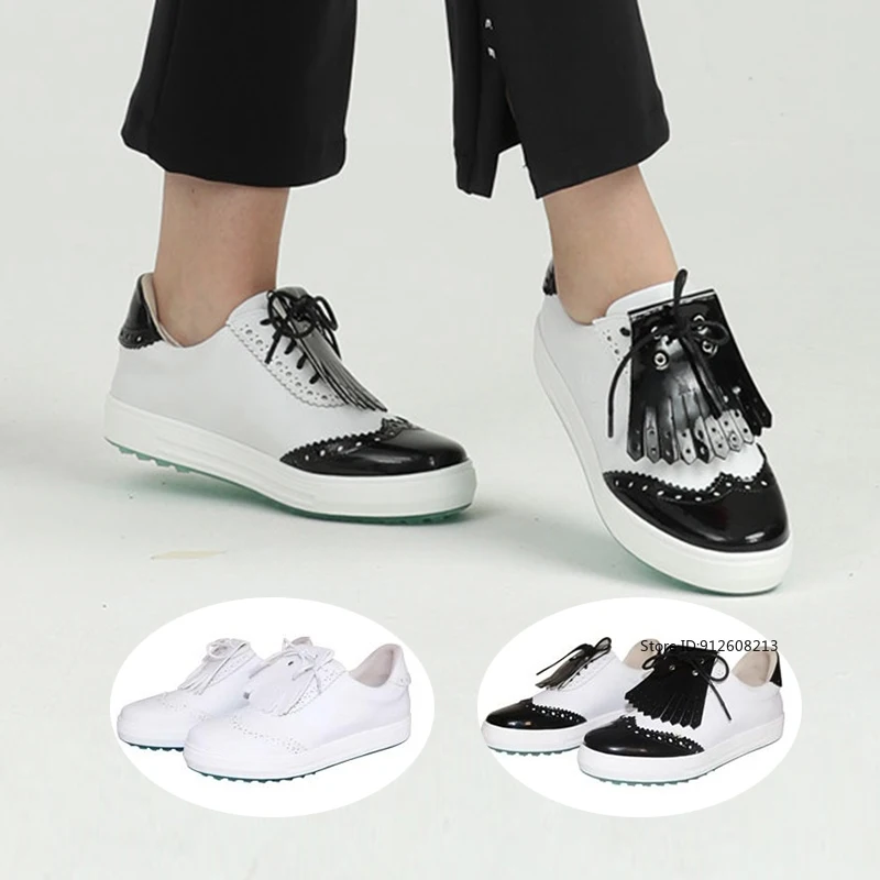 

Blktee Women Golf Shoes Waterproof Anti-slip Golf Sport Shoes Fashion Tassel Training Coach Sneakers Korean Leisure Footwear