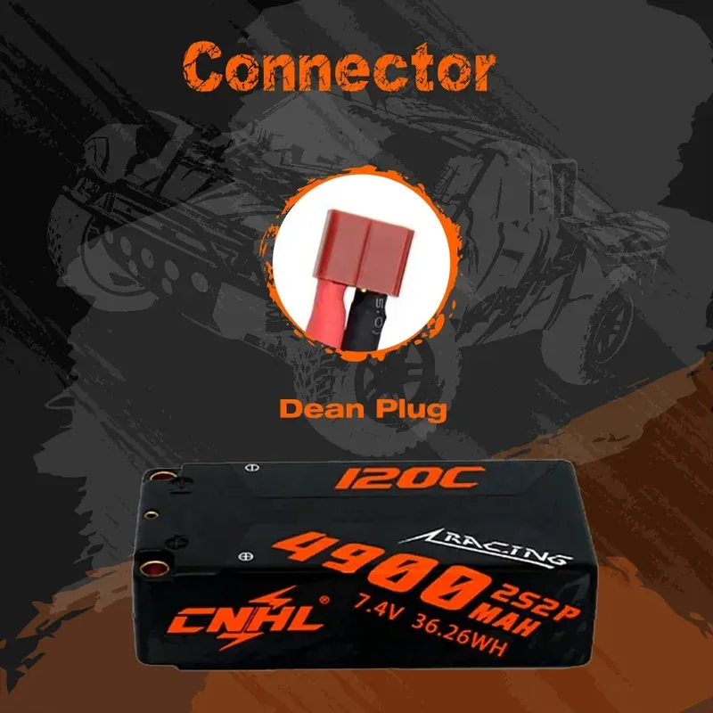 2PCS CNHL 2S Shorty Lipo Battery 7.4v 4900mah 120C Hardcase with Deans T Plug