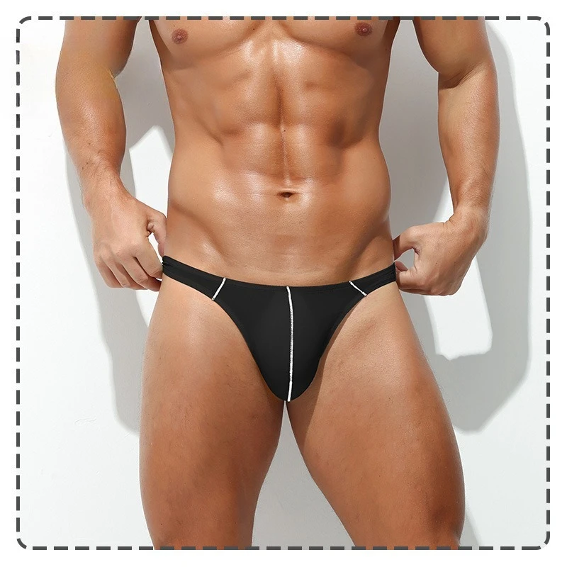 T-الظهر سيور الرجال مثير الملابس الداخلية الانتفاخ الحقيبة g-سلسلة الحرير الجليد السروال تنفس الملابس الداخلية لينة سراويل رجل منخفضة الارتفاع الكلسون #5