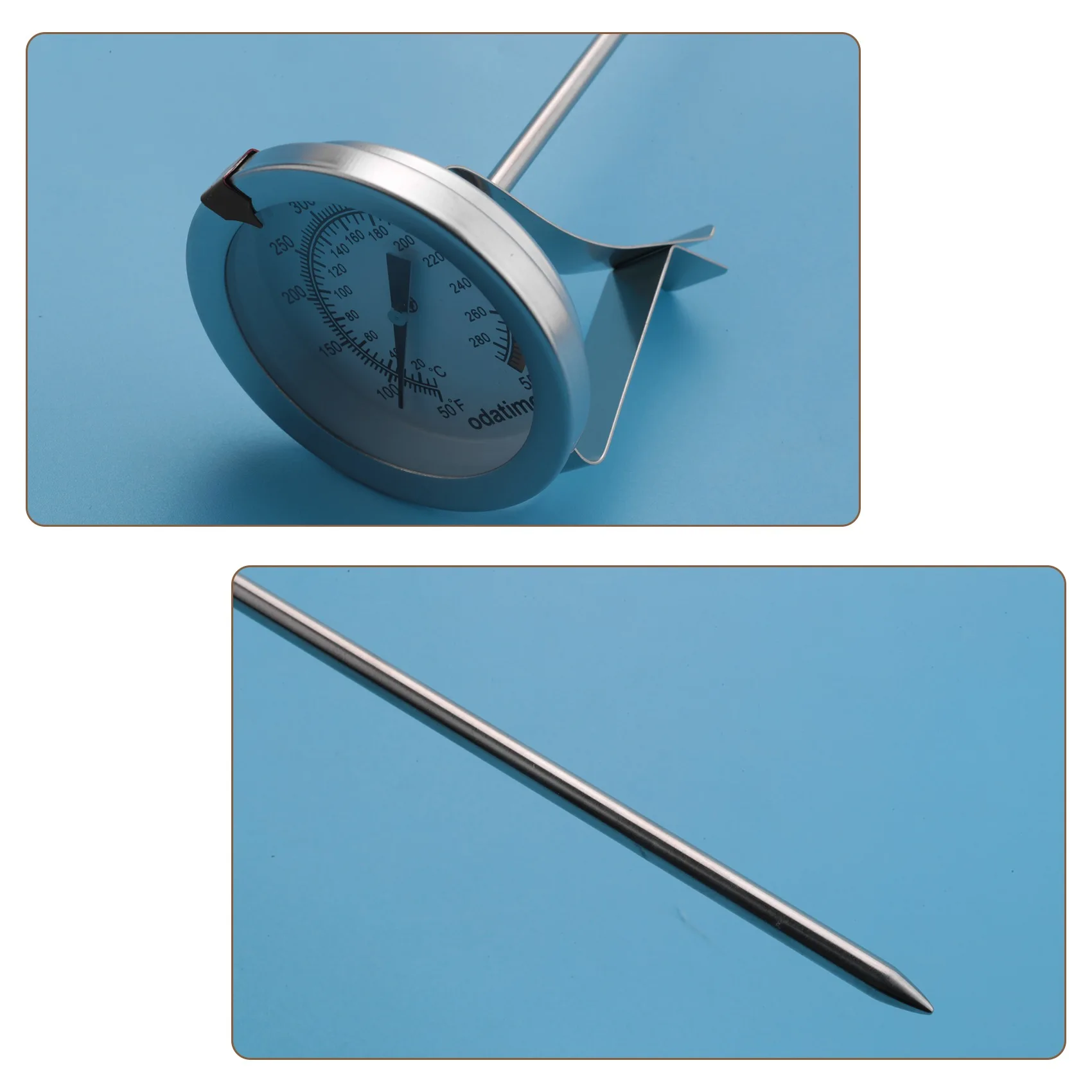 AB46-12 Inch Mechanical Meat Thermometer Instant Read, Long Stem, Waterproof, No Battery Required, Stainless Steel Deep Fry Ther