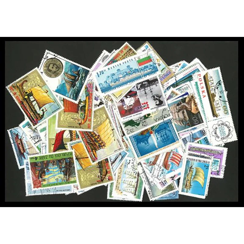 Lot 250pcs Topic Sailboat Ship Steam Boat Original Stamps with Postage Mark No Repeat Nation Stamp Good Condition