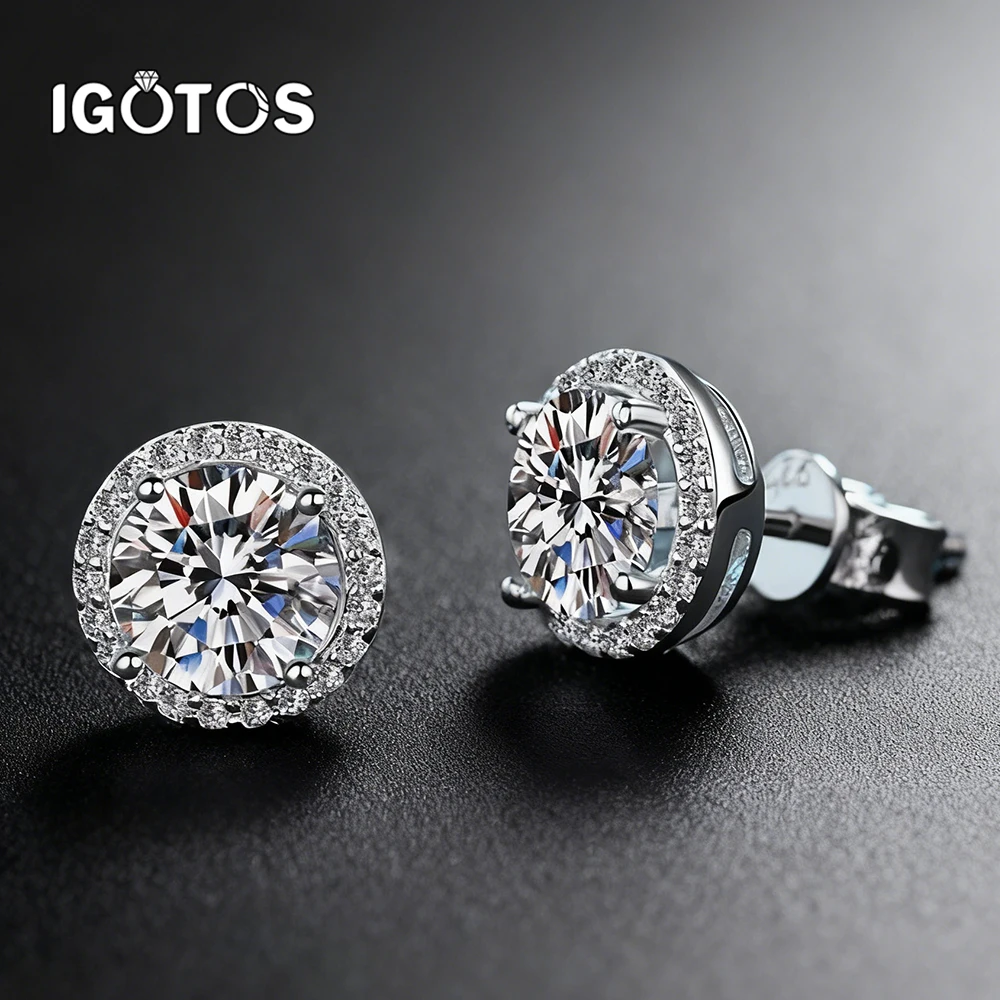 

0,5/1/2 карата серьги-гвоздики с муассанитом для женщин, стерлинговое серебро 925 пробы, белое золото, бриллиантовые серьги-гвоздики, свадебные ювелирные изделия