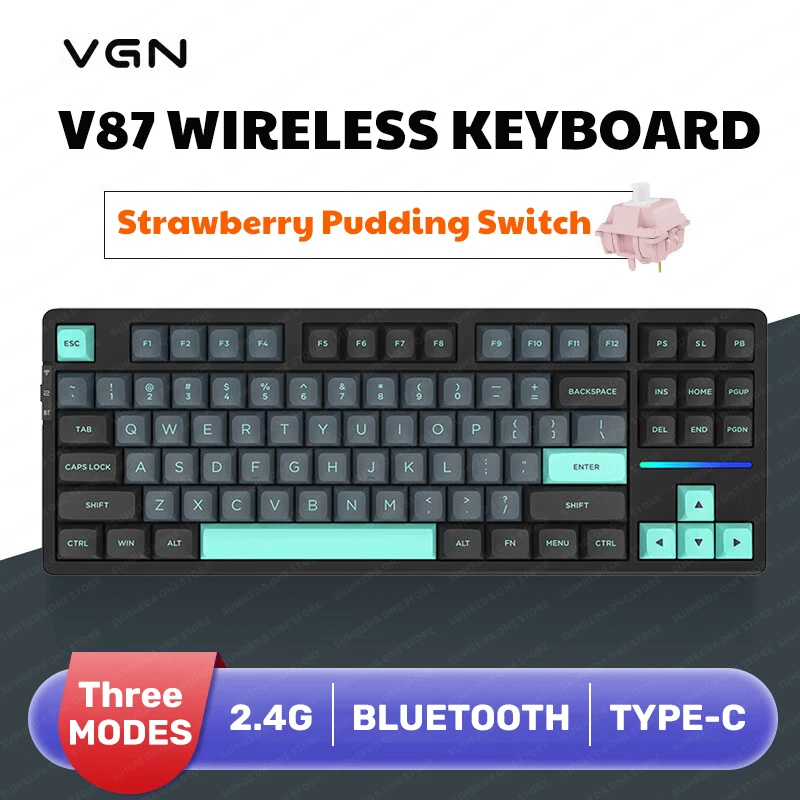 Vgn-ミニワイヤレスメカニカルゲーミングキーボード,v87 pro,2.4g