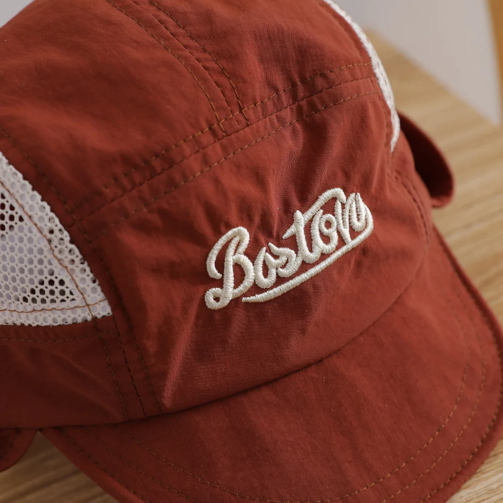 Letter Embroidered Baby Sun Hat Summer Mesh Breathable Boys Girls Cap Fashion Patchwork Kids Panama Bucket Hats view 4