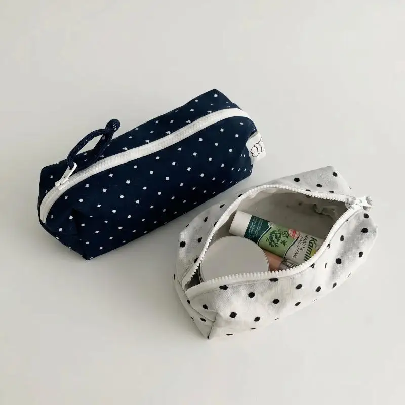 Polka Dot Design Pencil Case Large-capacity Soft Touch Pen Bag Stationery Pouch Stationery Organizer Back To School 1PC