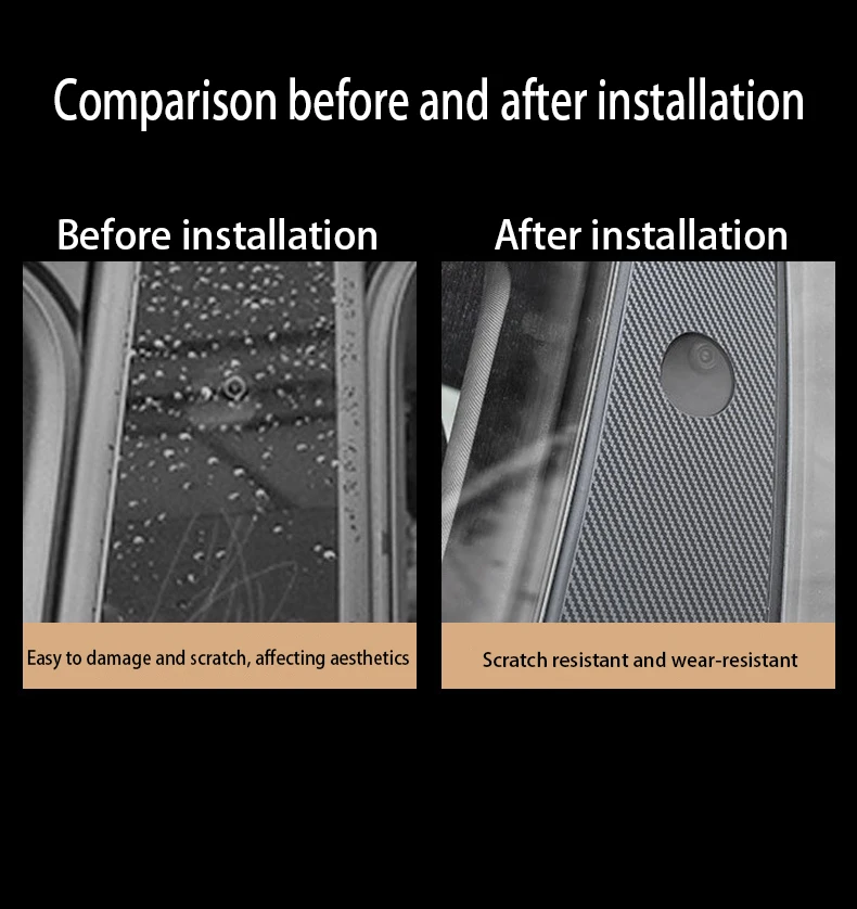 For Tesla 16-24 Model 3/Y Carbon Fiber Pattern Protective Film B-pillar Scratch Proof Car A-pillar Film Retrofitting Accessories