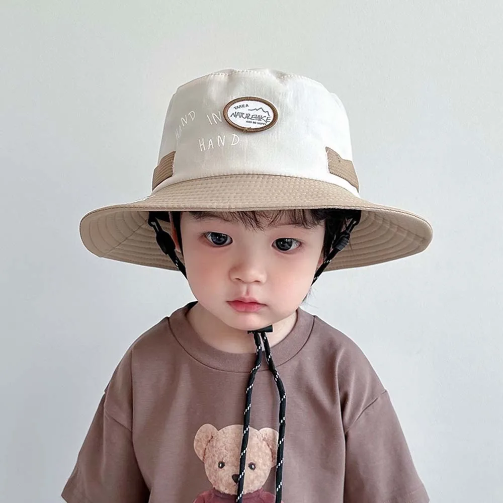 

Breathable Children Fisherman Hat Korean Style Letter Embroidery Kids Bucket Cap Soft Contrast Color Quick-dry Sun Hat Daily
