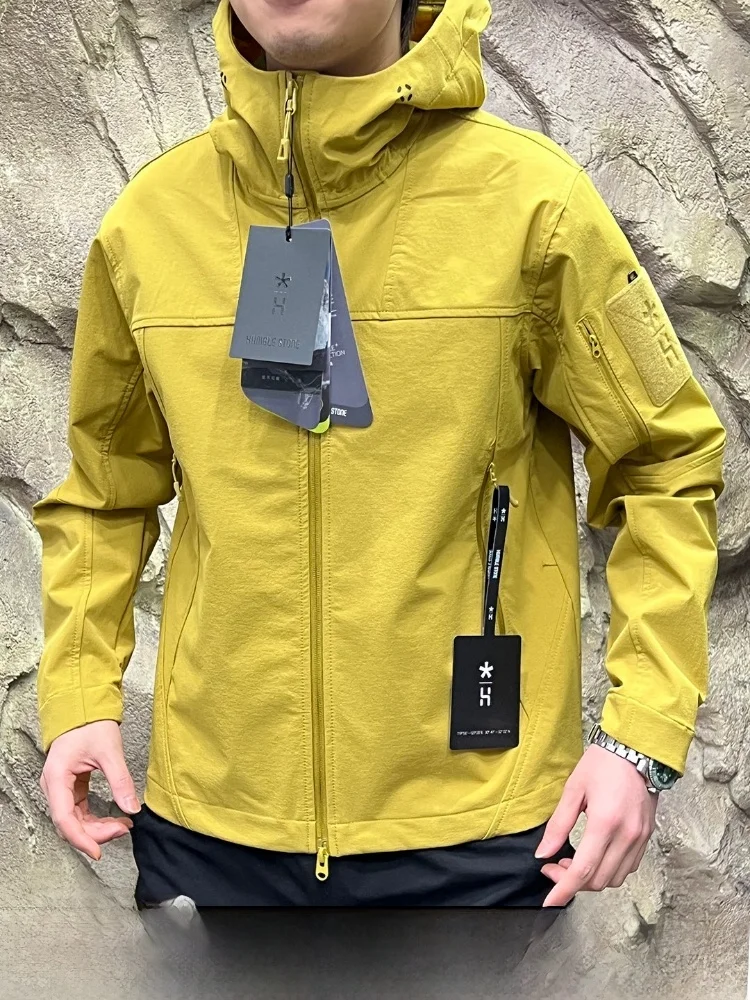 

Outdoor Windproof Softshell Jacket 3D Tailoring Spring Unisex Hooded Clothing Nylon Polyester Spandex Blend Zipper Closure