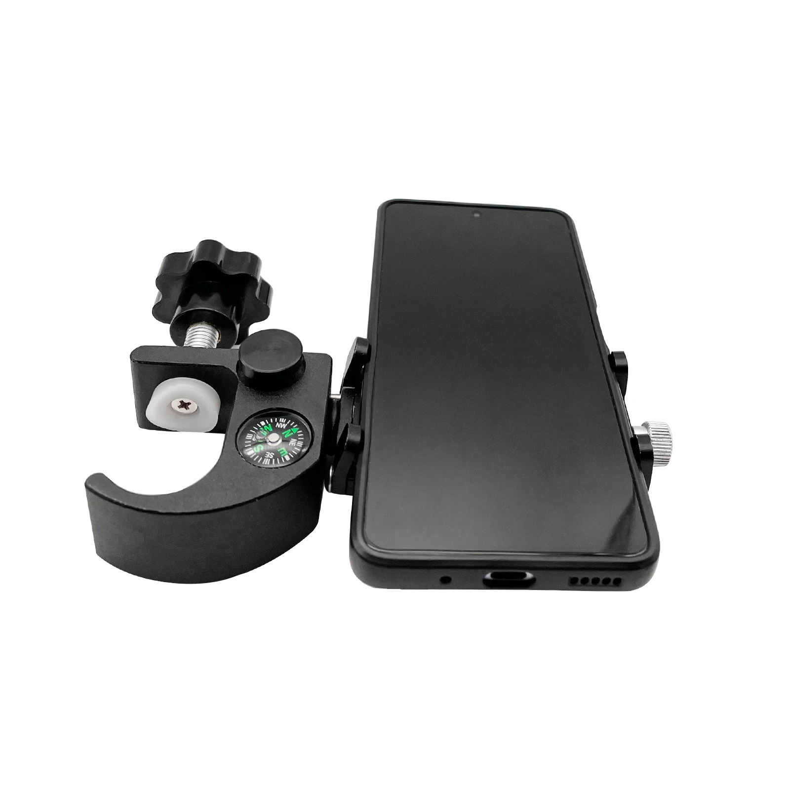 GPS Pole Clamp With Compass Phone Holder Bracket Cradle For Data Collector Total Station