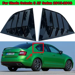 2X Car Rear Window Louver Shutters Vent Cover Trim For Skoda Octavia 3 A7 Sedan 2013-2018 Glossy Black Styling Auto Accessories