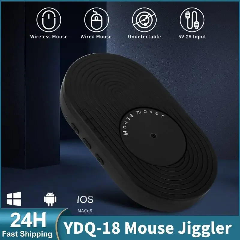 ALLOYSEED USB-Maus-Jiggler mit Knopf, verstellbarer Maus-Mover, kabelgebundene kabellose Maus, kompatibel zum Erwachen des Computers, um den PC aktiv zu halten