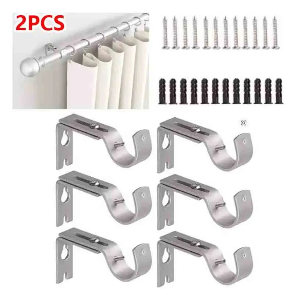 

Adjustable Direction Length Curtain Rod Hook Universal Metal Construction Roman Pole Bracket Wall-mounted Support Sturdy