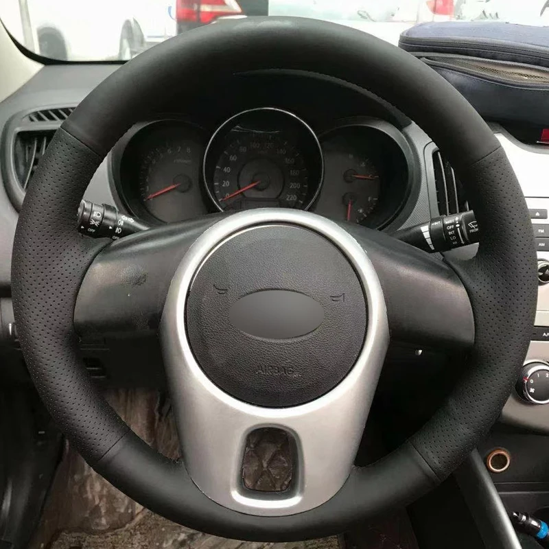 `Hand Sewing Steering Wheel Cover For Kia  2013 Soul 2011 2012 2019 Venga Microfiber Leather