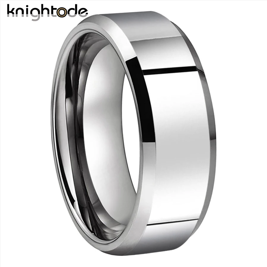 6mm 8mm Classic Tungsten Carbide Wedding Band For Men Women Birthday Rings Gift Flat Polished Beveled Edges Comfort Fit