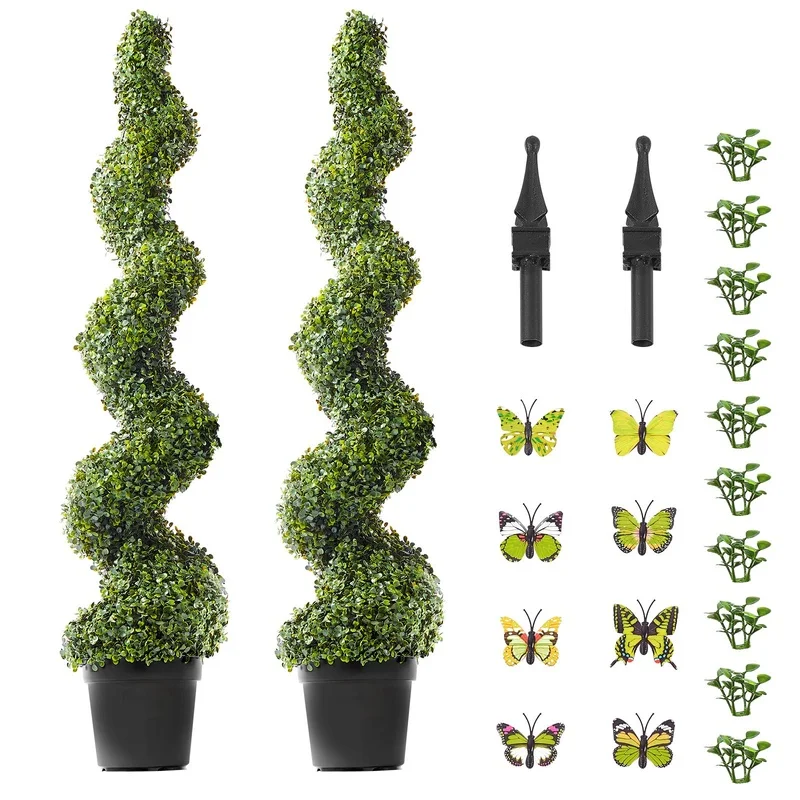 

2 Pack 5' Faux Boxwood Topiary Tree Indoor Outdoor Decor