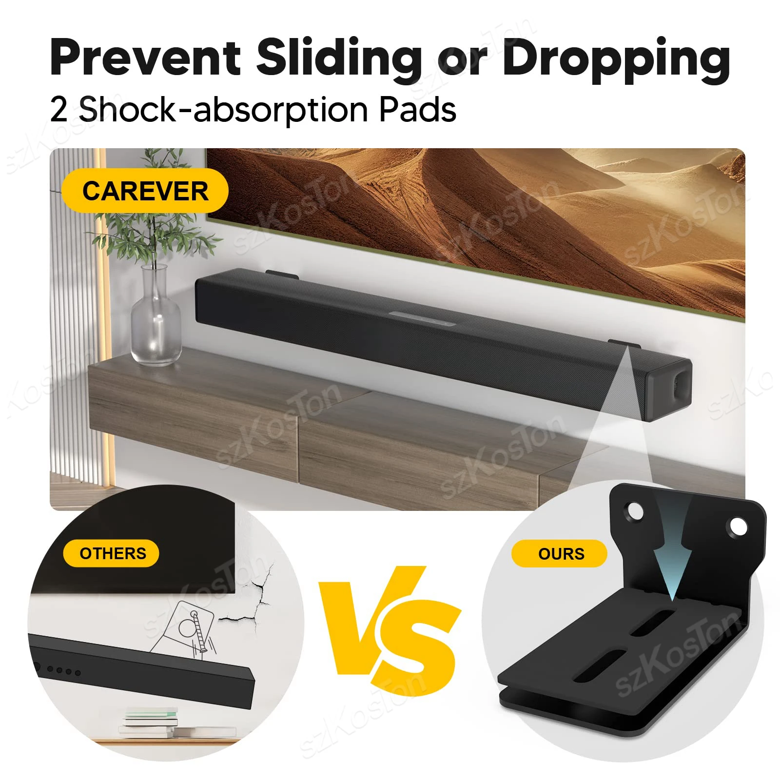 حامل مكبر الصوت العالمي لشريط الصوت لهاتف Samsung Bose LG Sony JBL حامل مكبر الصوت مع دعامات الحائط تحت التلفزيون #5