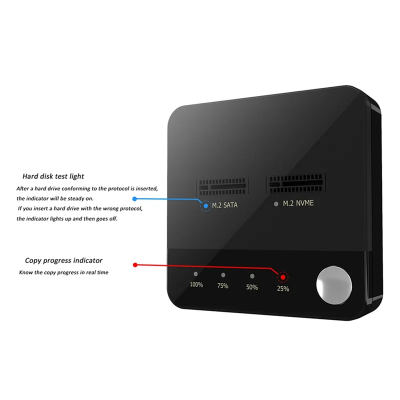 AM-M. 2 SATA/Nvme Dual-Bay harde schijf dockingstation Clone Duplicator Offline M.2 Cloner-gegevens met LED-indicator