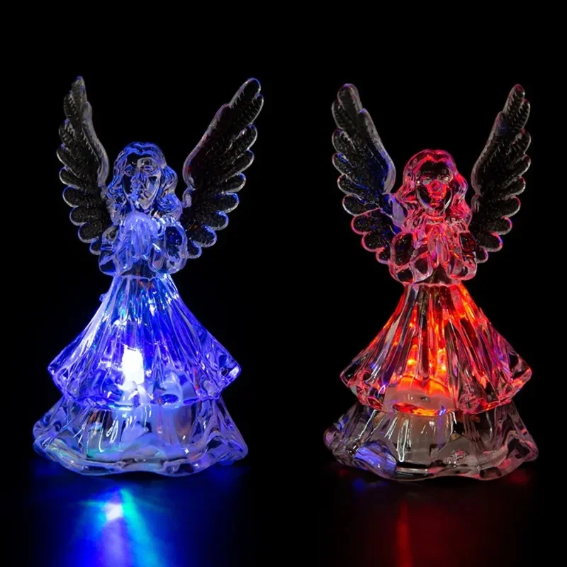 Nordic Style 3D Angel LED Night Lamp With Colorful Crystal Wing Glowing Lights Minimalist Desktop Ornament For Living Room Bedro