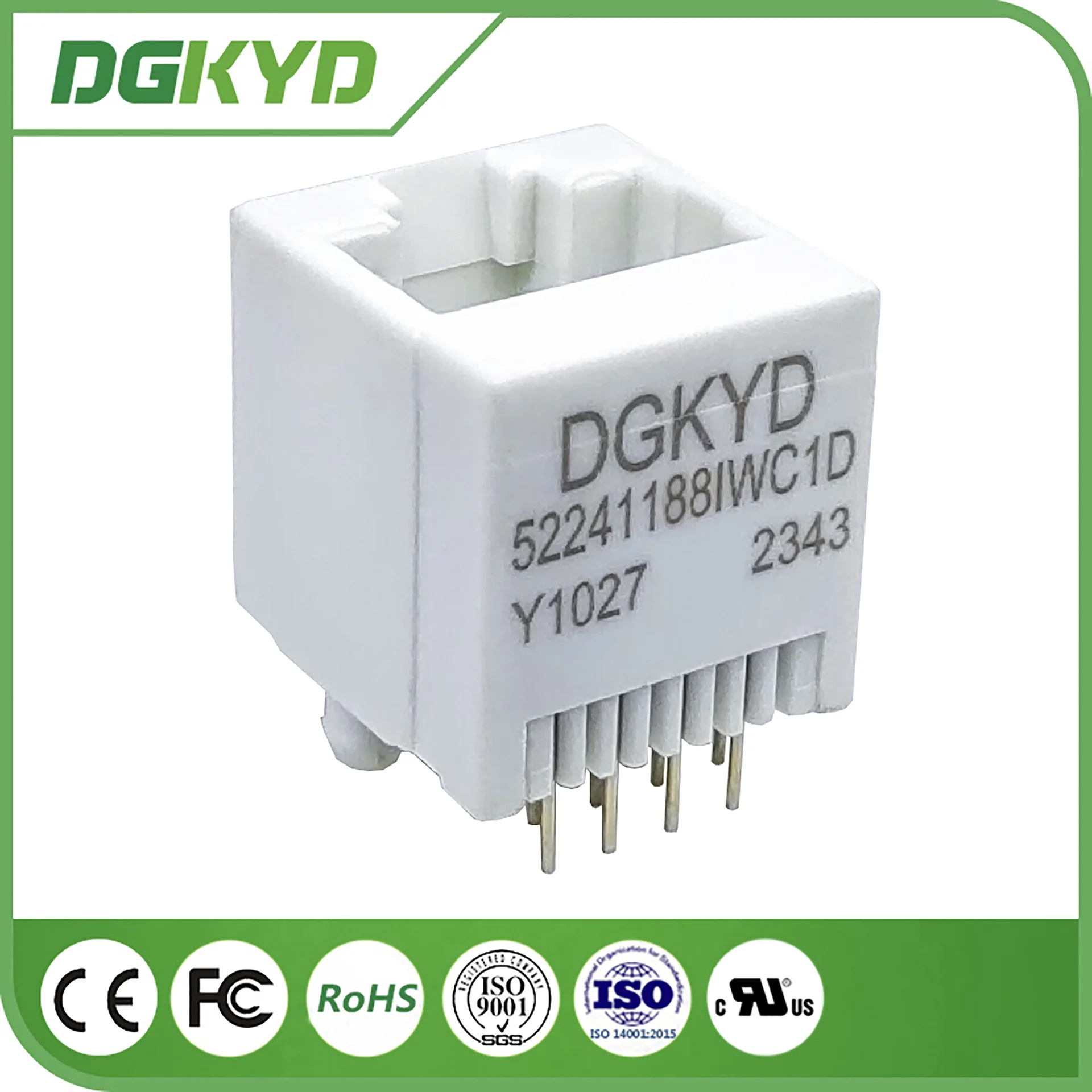 Para conector DGKYD52241188IWC1DY1027 8P8C RJ45, enchufe de red, sin luz 180 grados