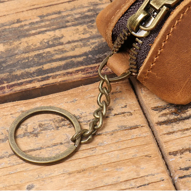 Genuine Leather Coin Purse Vintage Zipper Clutch Wallet Retro Credit Card Holder Card Case Women's Key Holder Organizer Pouch image 5