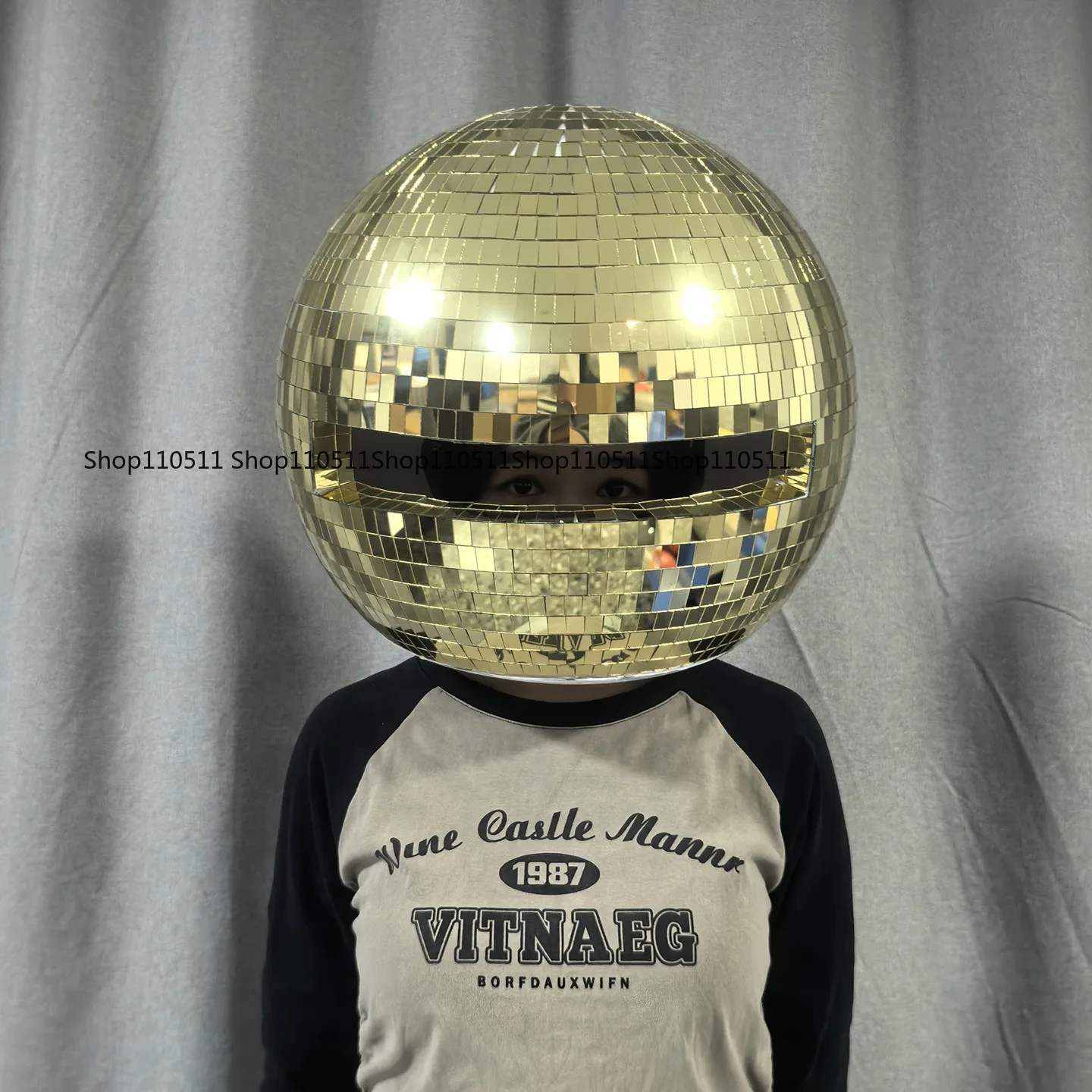 Mechanical Dance Mirror Round Helmet Mirror Man Clothing Reflective Lens Hood Mask Mirror Hat