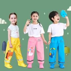 Waterproof Girls Boys Pants Toddler Kids Rain Pants Windproof Mud Trousers Kids Cartoon Dinosaur Unicorn Children Rain Pants