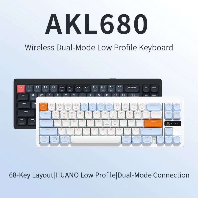 Ajazz AKL680 Wireless Mechanical Keyboard Short Switch 65% Layout Dual Mode Ultra Thin Computer Office Keyboard