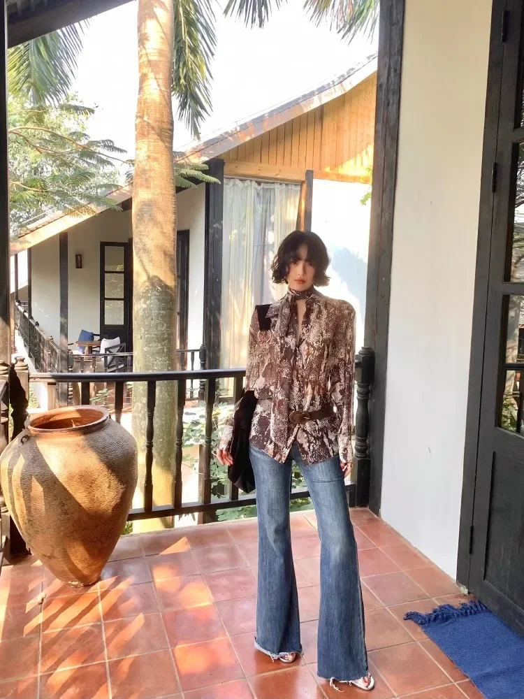 French Luxury Floral Print Shirt For Women's Spring And Summer High-End Design, Versatile And Fashionable Top