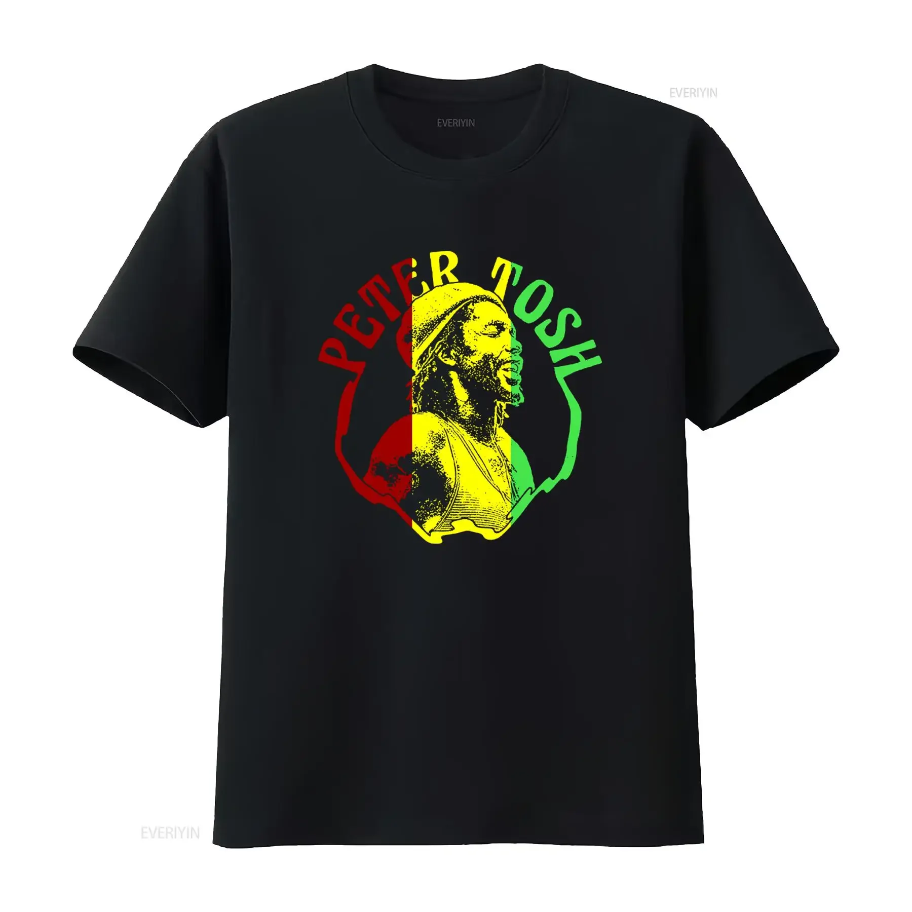 Camiseta con estampado de Peter Tosh, estilo jamaicano inspirado en la música reggae, camiseta vintage lavada para uso diario, gráfico unisex versátil